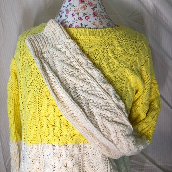 Topshop Yellow and Cream Colorblock Sweater - Picture 3 of 5